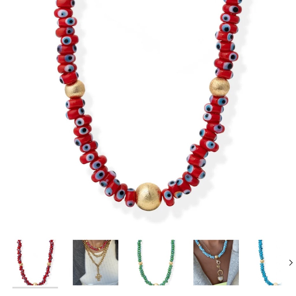 Chic Red Beaded Necklace with Gold Accents